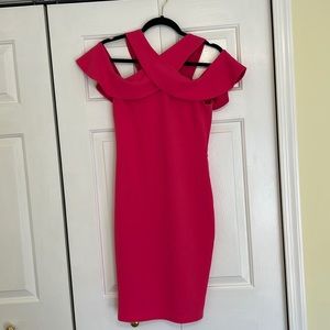 Lulus hot pink midi dress